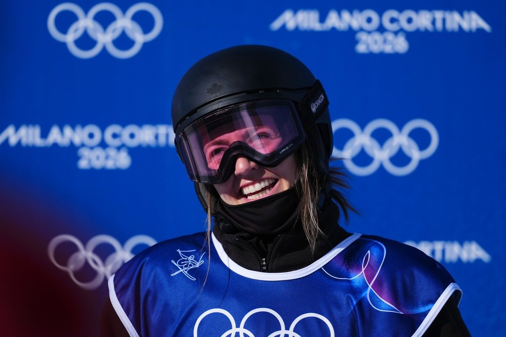 Canada's Amy Fraser looks on after her first run in the women's freeski halfpipe at the Milano Cortina 2026 Winter Olympic Games in Livigno, Italy on Sunday, Feb. 22, 2026. THE CANADIAN PRESS/Sean Kilpatrick.